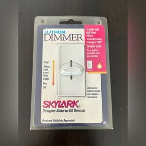 Lutron Skylark 600-Watt Incandescent Dimmer Switch White Single-Pole S-600H-WH 1